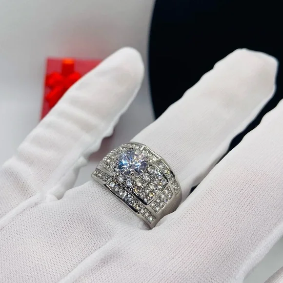 Sterling Big Zircon Dimond Stone Ring for Women - Picture 8 of 11